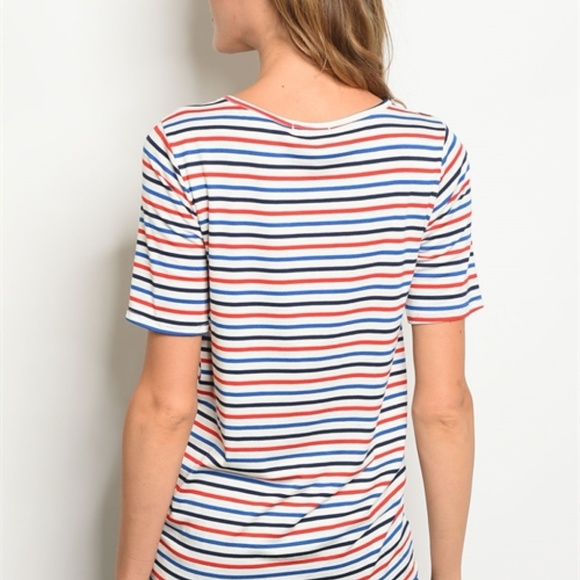 1 left ✨ Short sleeve striped drape striped tee - Picture 3 of 3